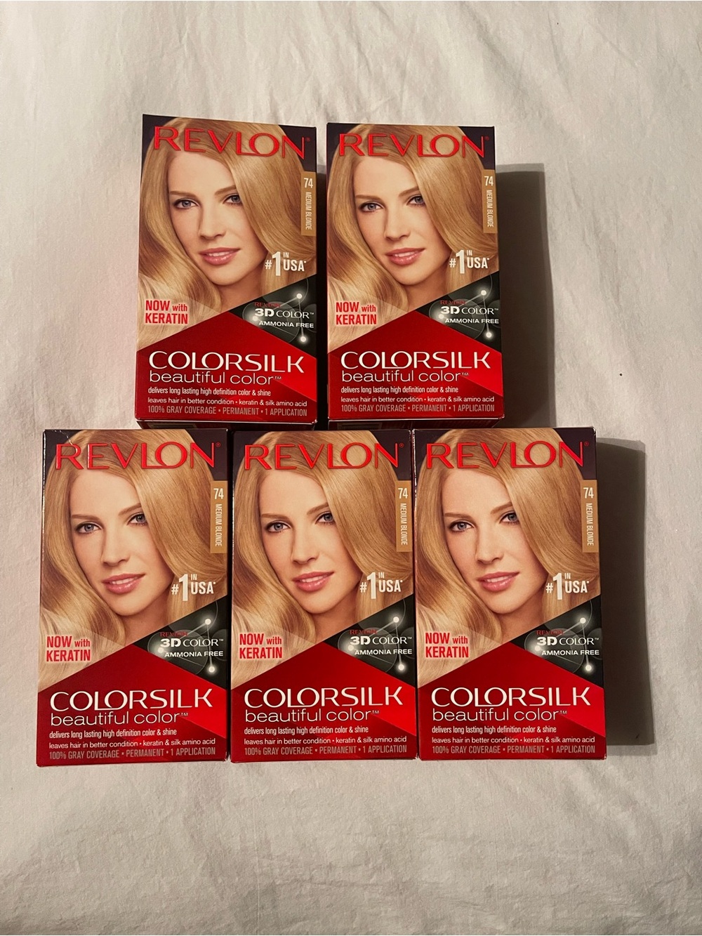 5pk, Revlon ColorSilk Hair Dye -  (74) Medium blond